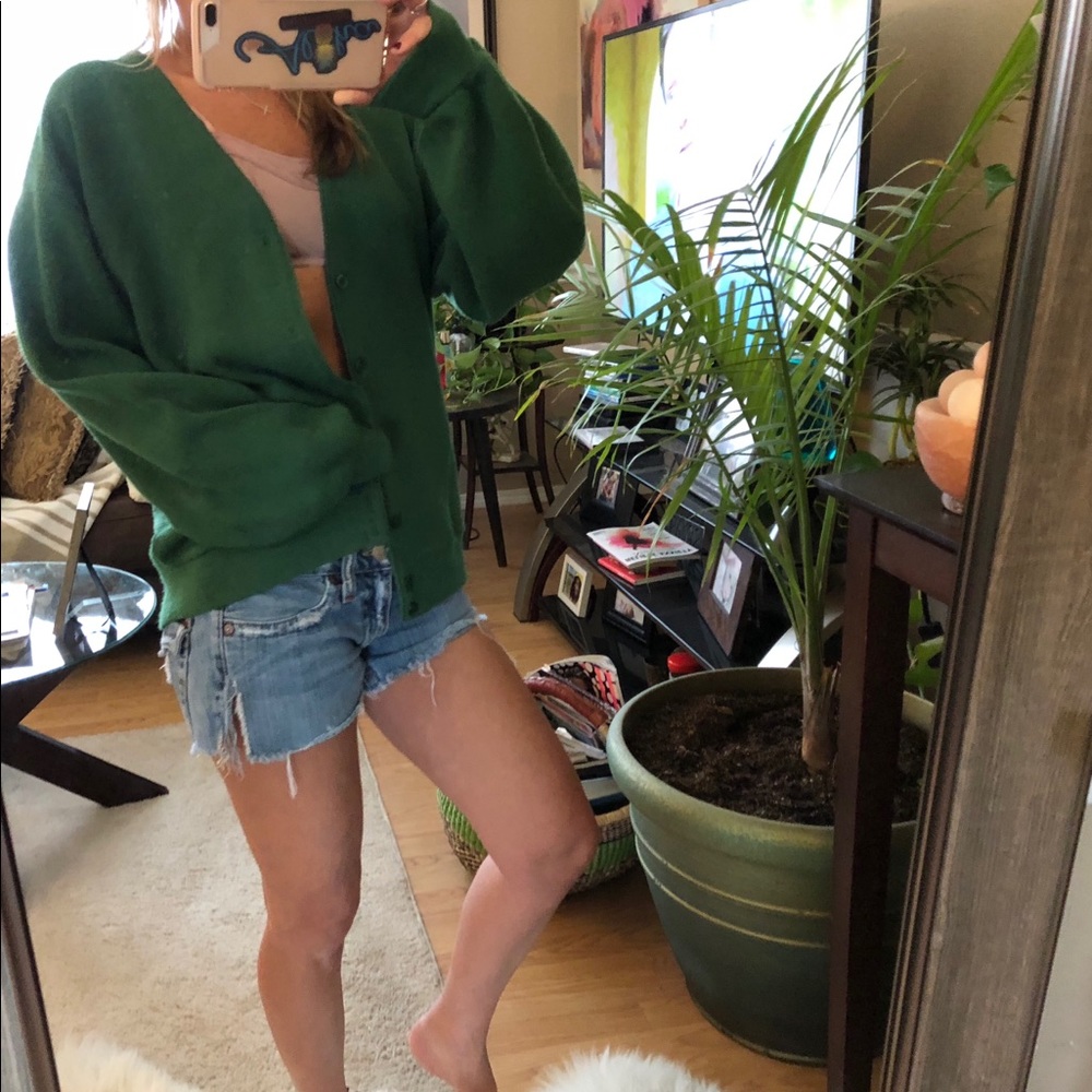 true vintage green cardigan sweater